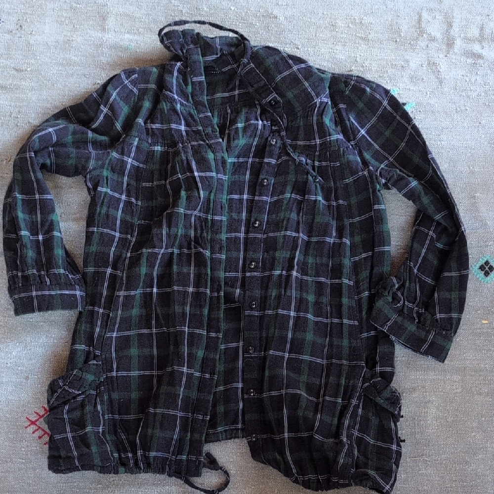 Millau Black and Green Plaid Top
